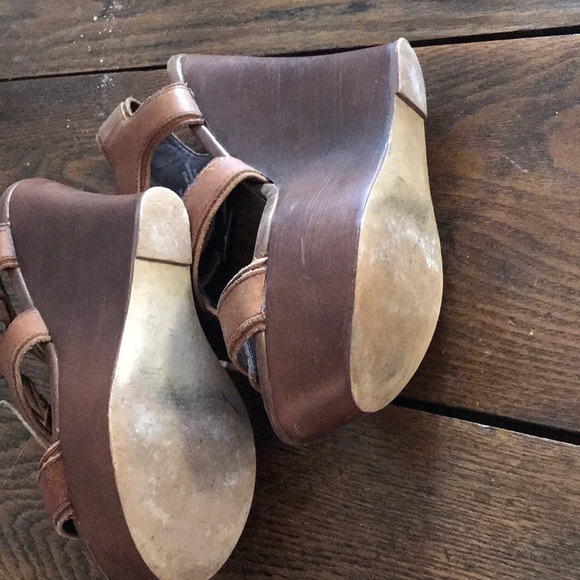 Steve Madden brown leather wedges size 8 - Picture 4 of 4